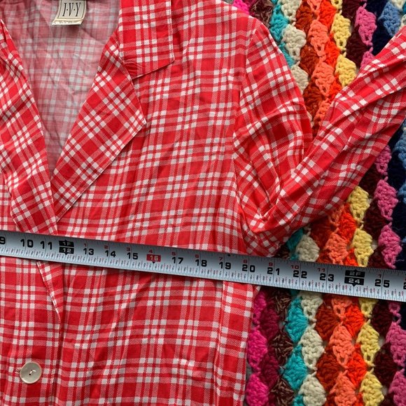 Vintage 80s IVY Lightweight Oversized Windowpane Plaid Unlined Pocket Bl… - Picture 12 of 15